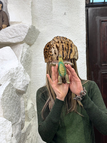 vintage authentic fur leopard hat