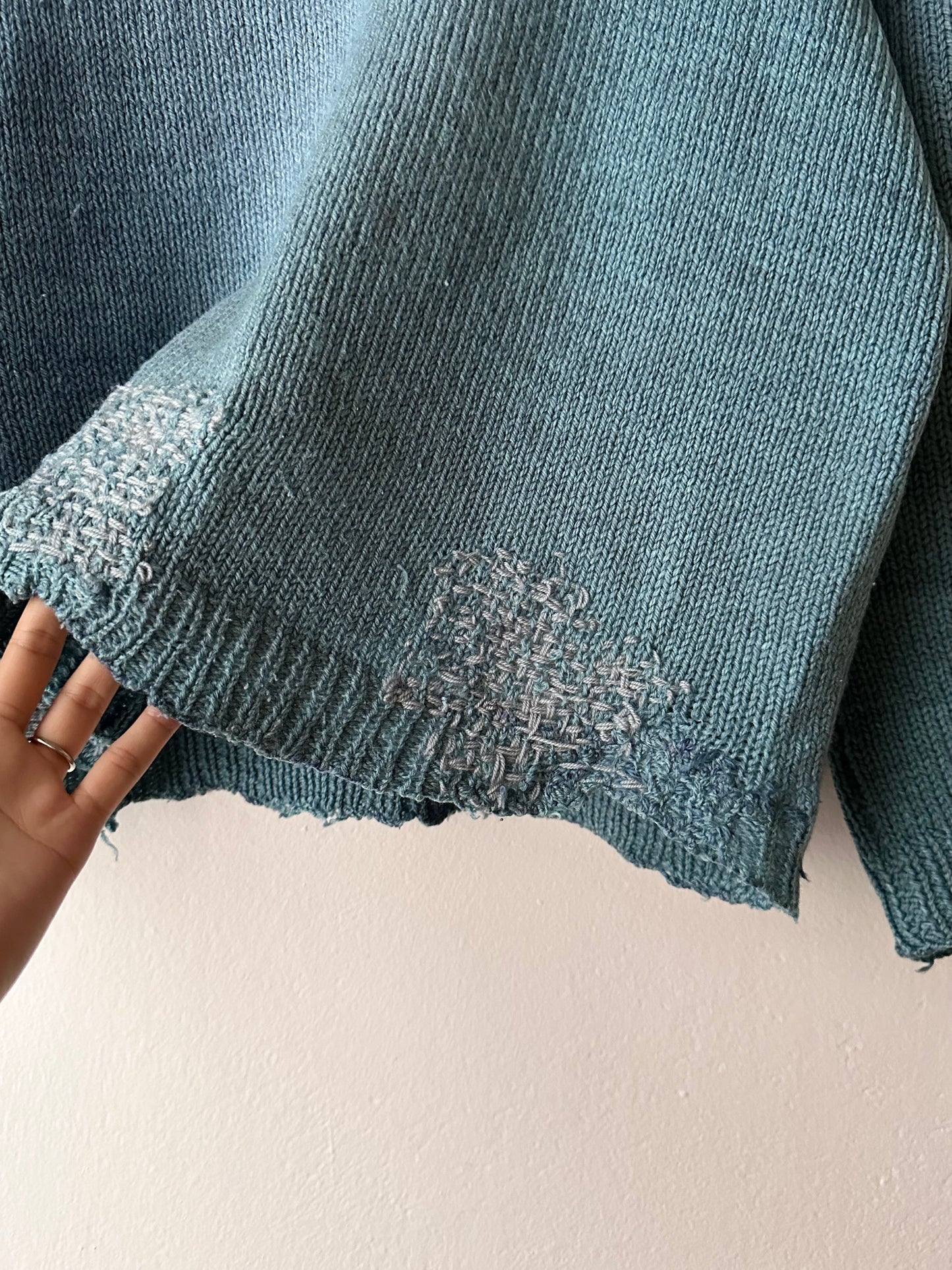 French wool jumper with mendings