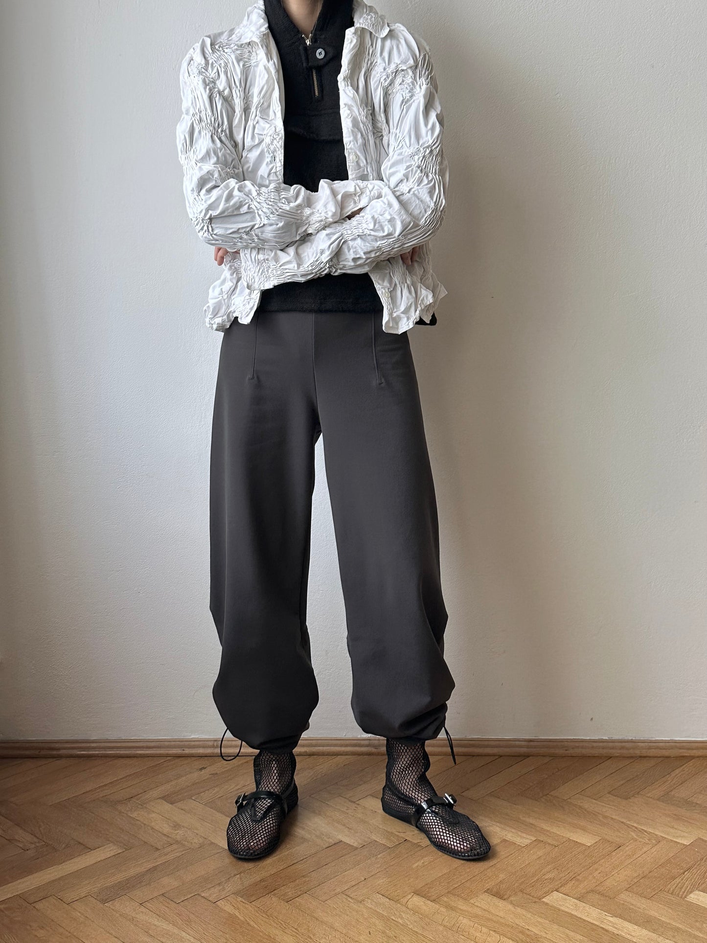 90s Marithé + François Girbaud nylon suspender pants