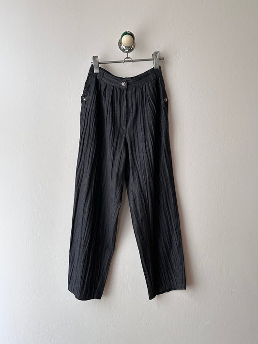 80s Italy pleated denim