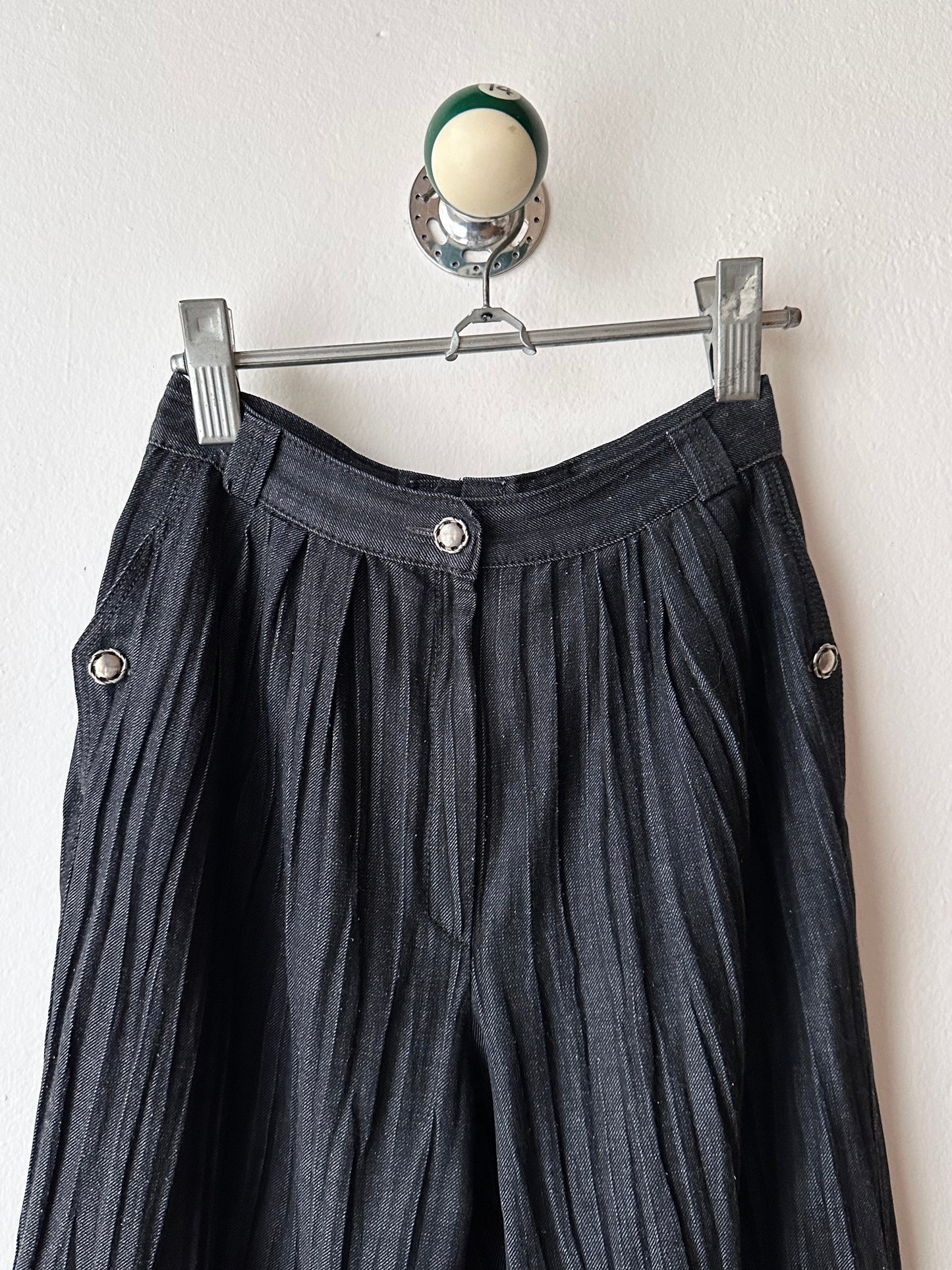 80s Italy pleated denim