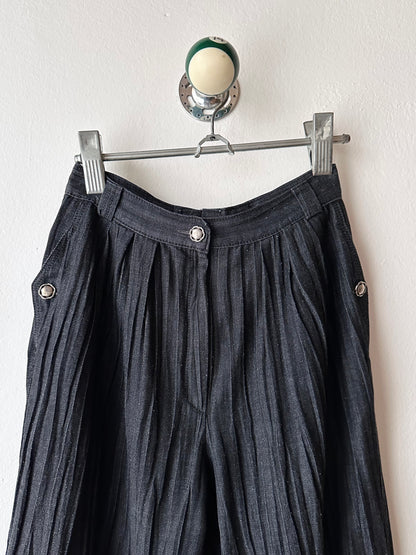 80s Italy pleated denim