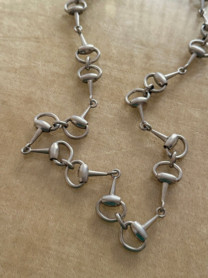 French horsebit metal necklace / belt chain