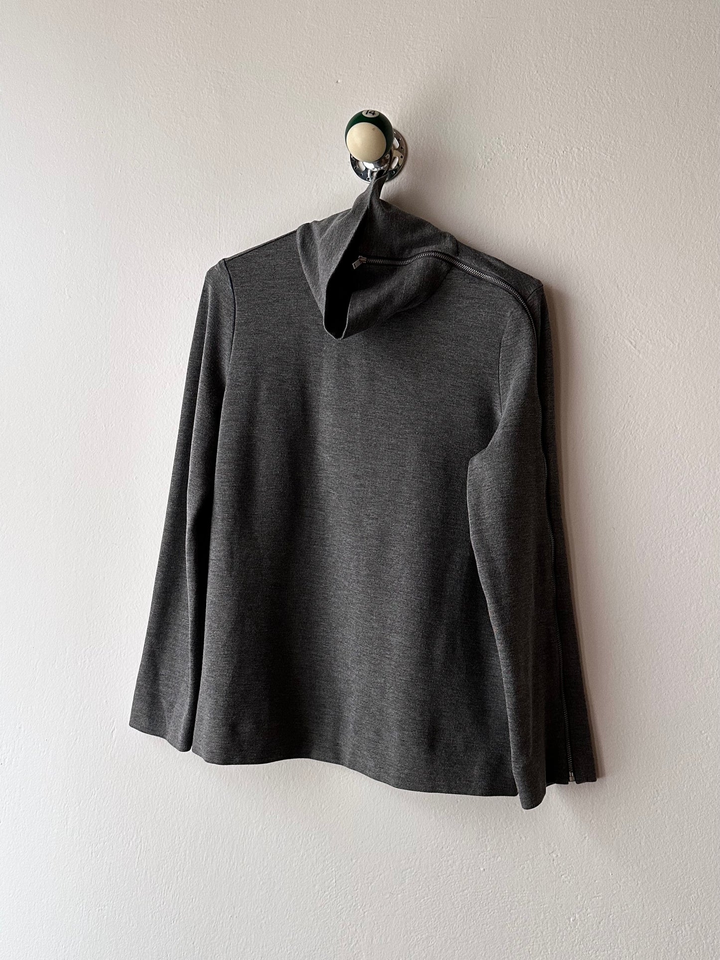 cos assymetrical zip jersey top