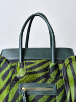 Italy green zebra leather bag