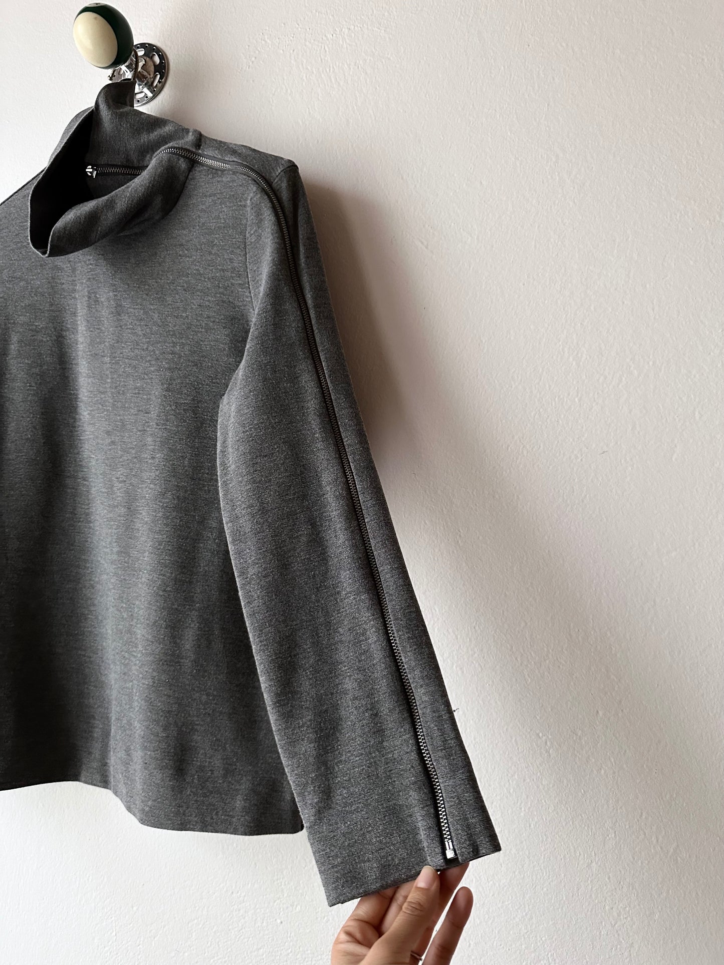 cos assymetrical zip jersey top