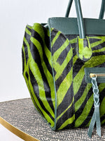 Italy green zebra leather bag