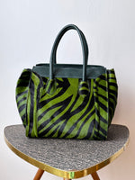 Italy green zebra leather bag