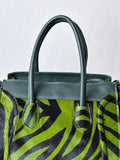 Italy green zebra leather bag