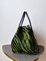 Italy green zebra leather bag