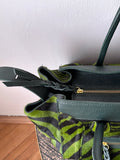 Italy green zebra leather bag