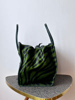 Italy green zebra leather bag