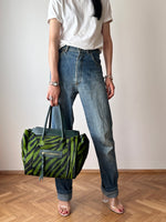 Italy green zebra leather bag