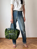 Italy green zebra leather bag