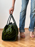 Italy green zebra leather bag