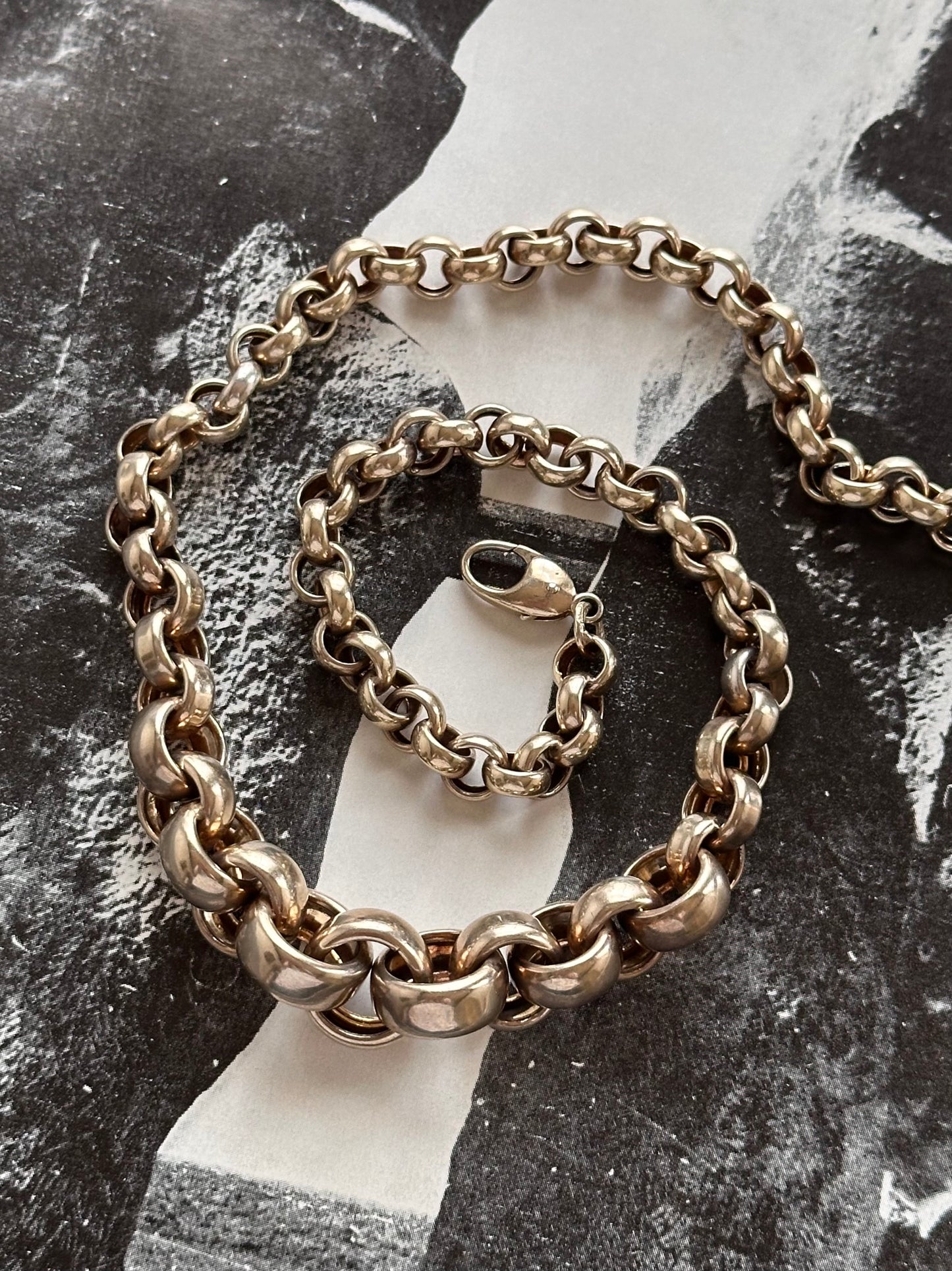 925 champagne gold plated rolo chain necklace German sterling silver vermeil ヴェルメイユ シルバー スターリングシルバー ゴールドプレート チェーンブレスレット ネックレス チェーン ヴィンテージ シルバー シルバージュエリー vintage silver jewelry