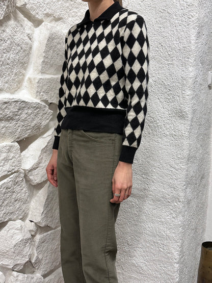 wool checkered polo knit