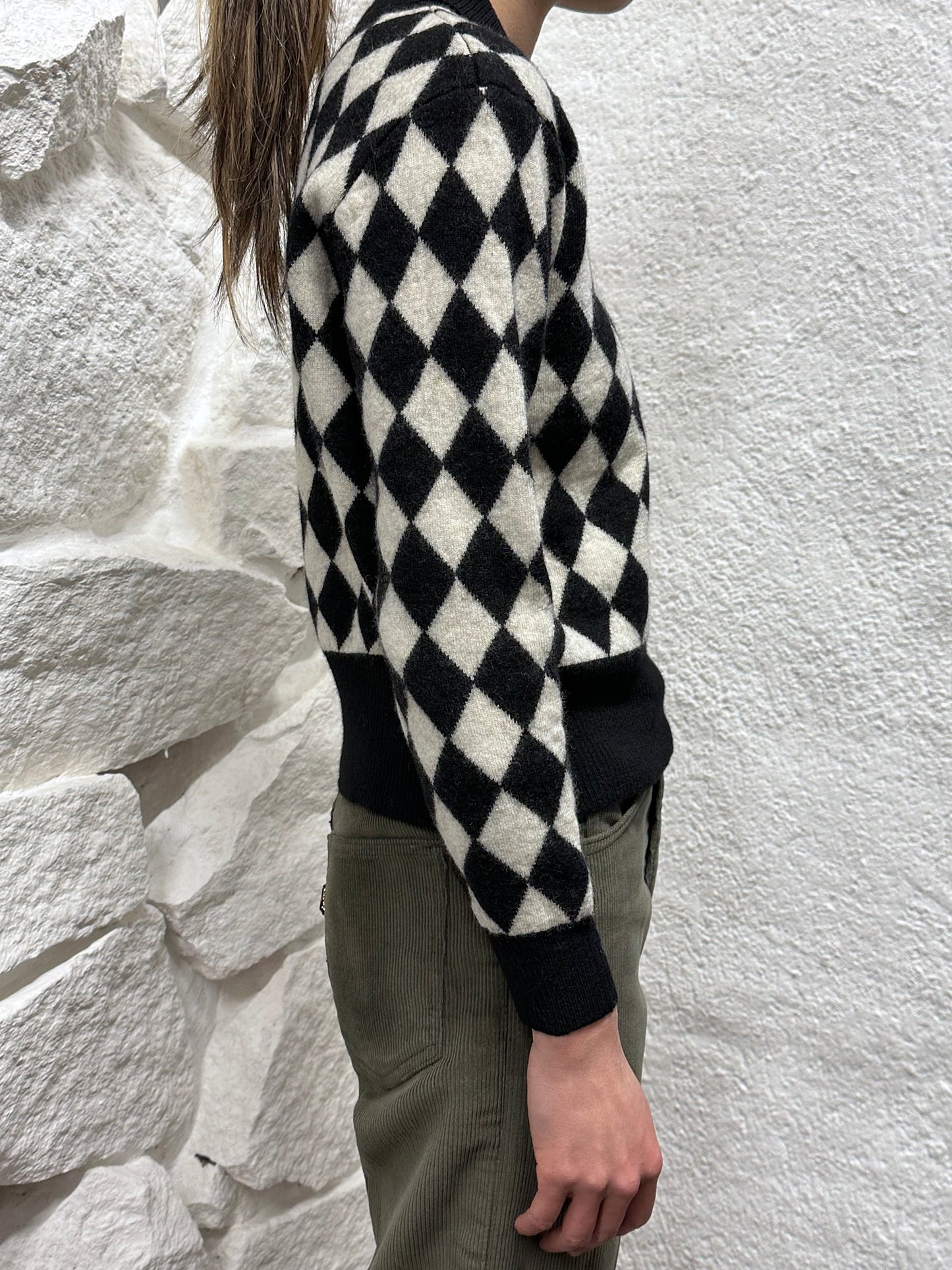 wool checkered polo knit