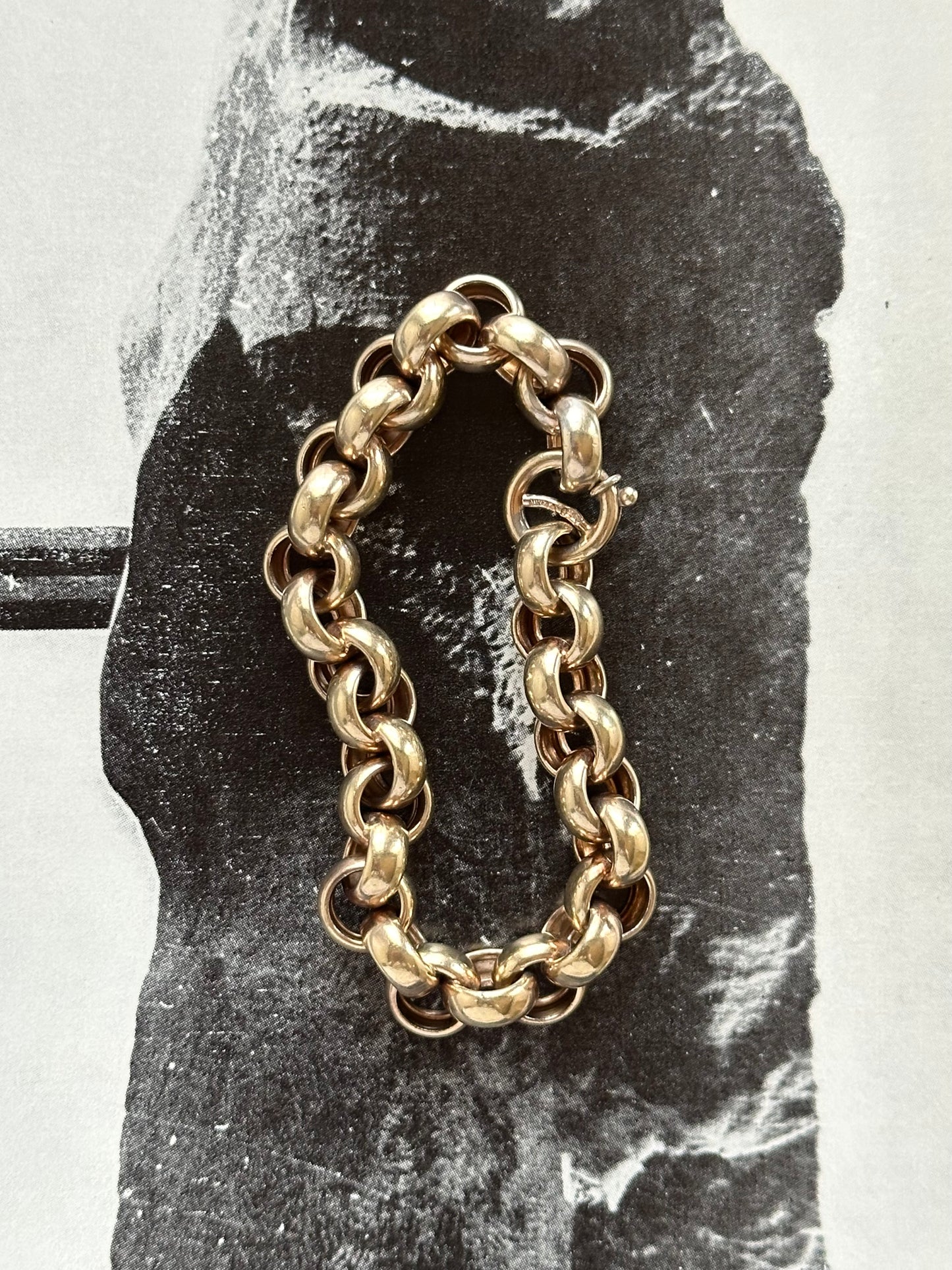 AUREA 925 champagne gold rolo chain bracelet German sterling silver vermeil ヴェルメイユ シルバー スターリングシルバー ゴールドプレート チェーンブレスレット ブレスレット チェーン ヴィンテージ シルバー シルバージュエリー vintage silver jewelry