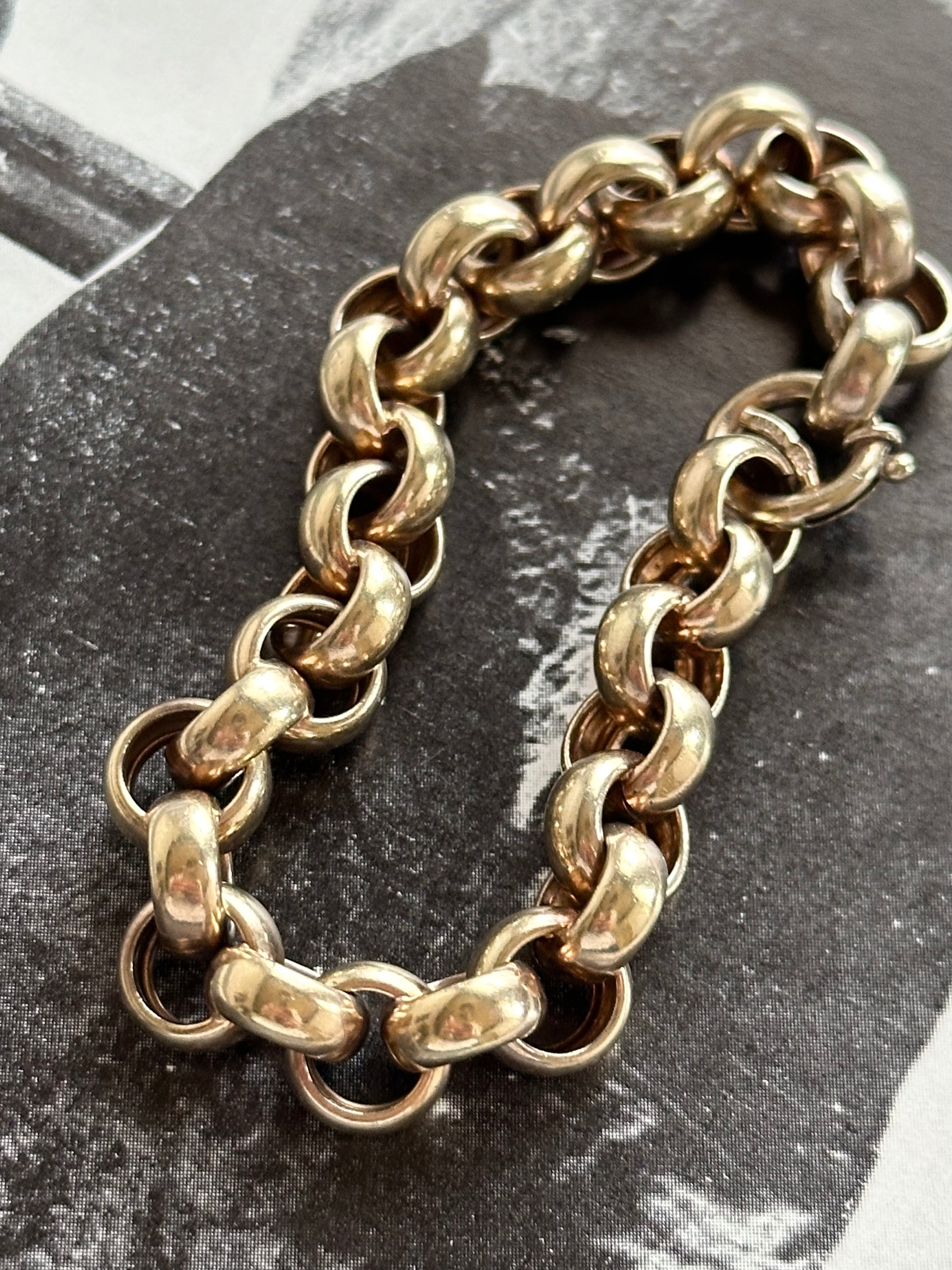 AUREA 925 champagne gold plated rolo chain bracelet German sterling silver vermeil ヴェルメイユ シルバー スターリングシルバー ゴールドプレート チェーンブレスレット ブレスレット チェーン ヴィンテージ シルバー シルバージュエリー vintage silver jewelry