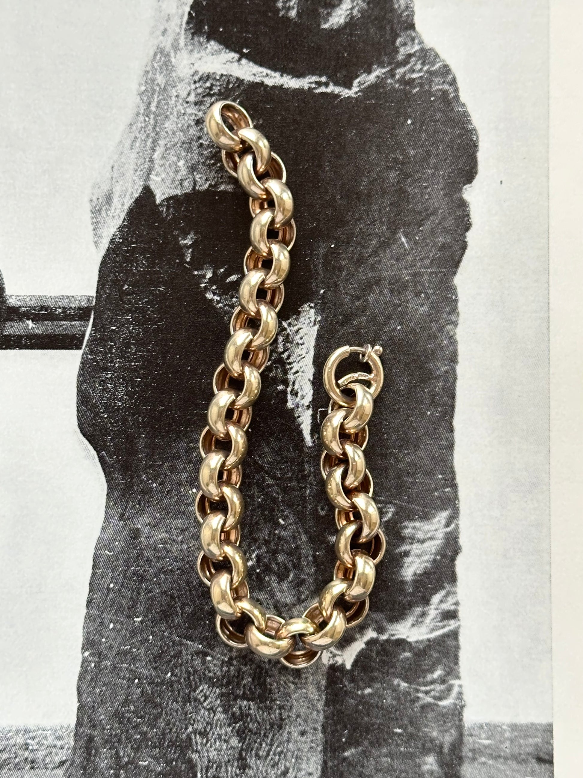 AUREA 925 champagne gold rolo chain bracelet German sterling silver vermeil ヴェルメイユ シルバー スターリングシルバー ゴールドプレート チェーンブレスレット ブレスレット チェーン ヴィンテージ シルバー シルバージュエリー vintage silver jewelry