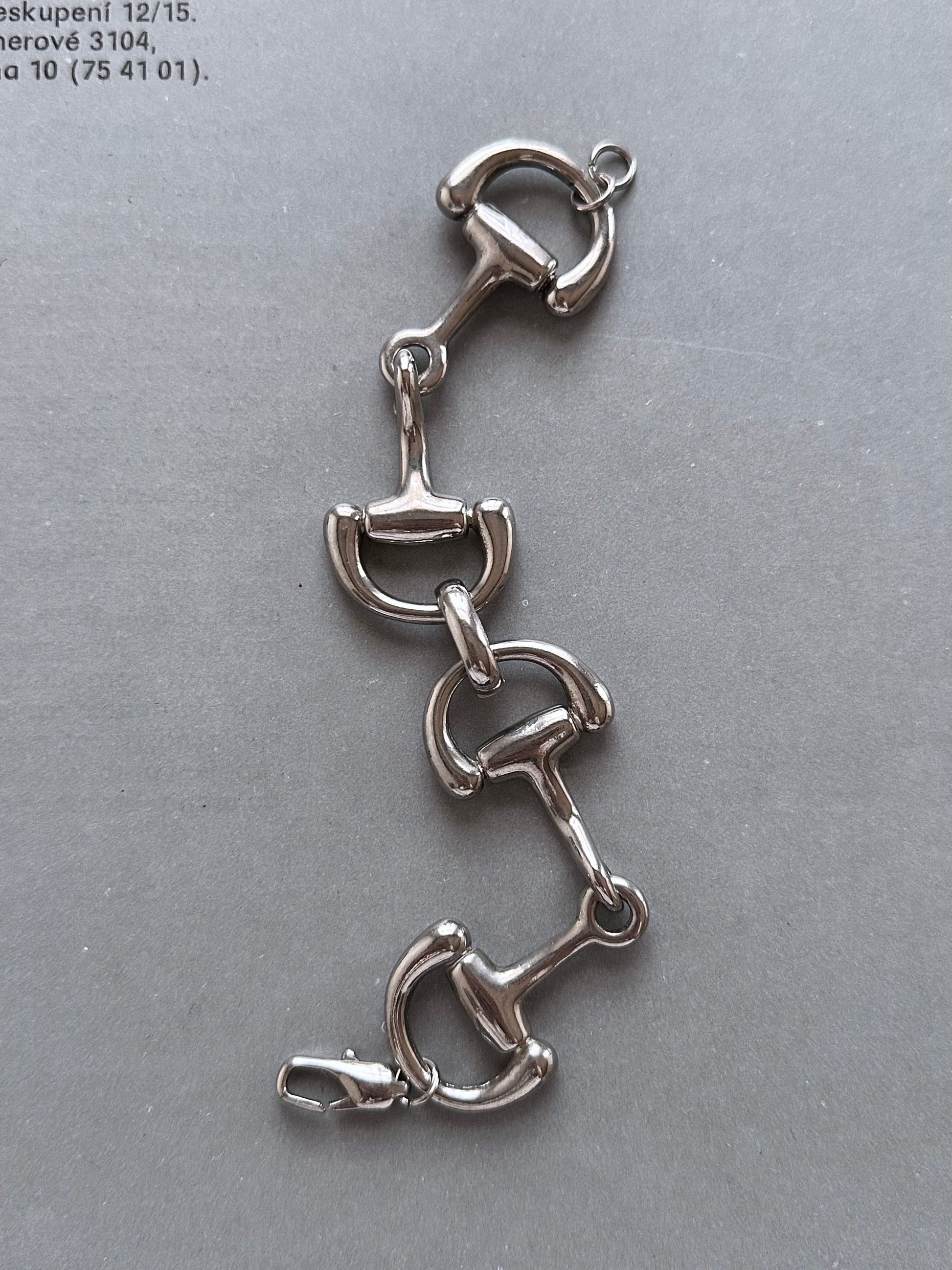 80s 70s France horsebit chain bracelet metal chrome 1980s 1970s vintage old French horse bit gucci hermes ホースビット フレンチヴィンテージ エルメス グッチ ジュエリー ブレスレット TOTO 古着 古着屋 プラハ Prague vintage shop used clothes jewelry store