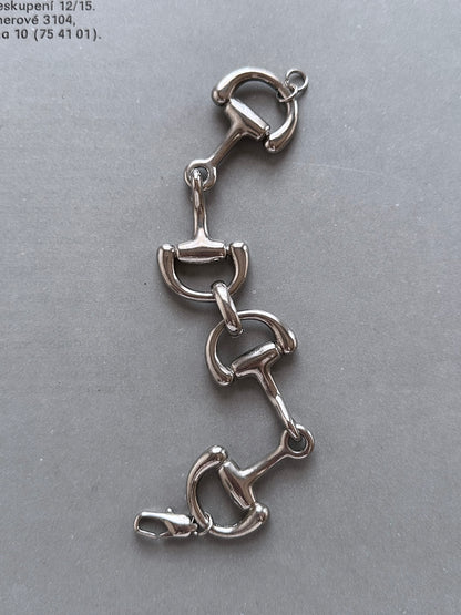 80s 70s France horsebit chain bracelet metal chrome 1980s 1970s vintage old French horse bit gucci hermes ホースビット フレンチヴィンテージ エルメス グッチ ジュエリー ブレスレット TOTO 古着 古着屋 プラハ Prague vintage shop used clothes jewelry store