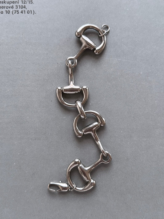 80s 70s France horsebit chain bracelet metal chrome 1980s 1970s vintage old French horse bit gucci hermes ホースビット フレンチヴィンテージ エルメス グッチ ジュエリー ブレスレット TOTO 古着 古着屋 プラハ Prague vintage shop used clothes jewelry store