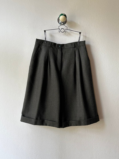 Virgin wool dress shorts in grey olive W30