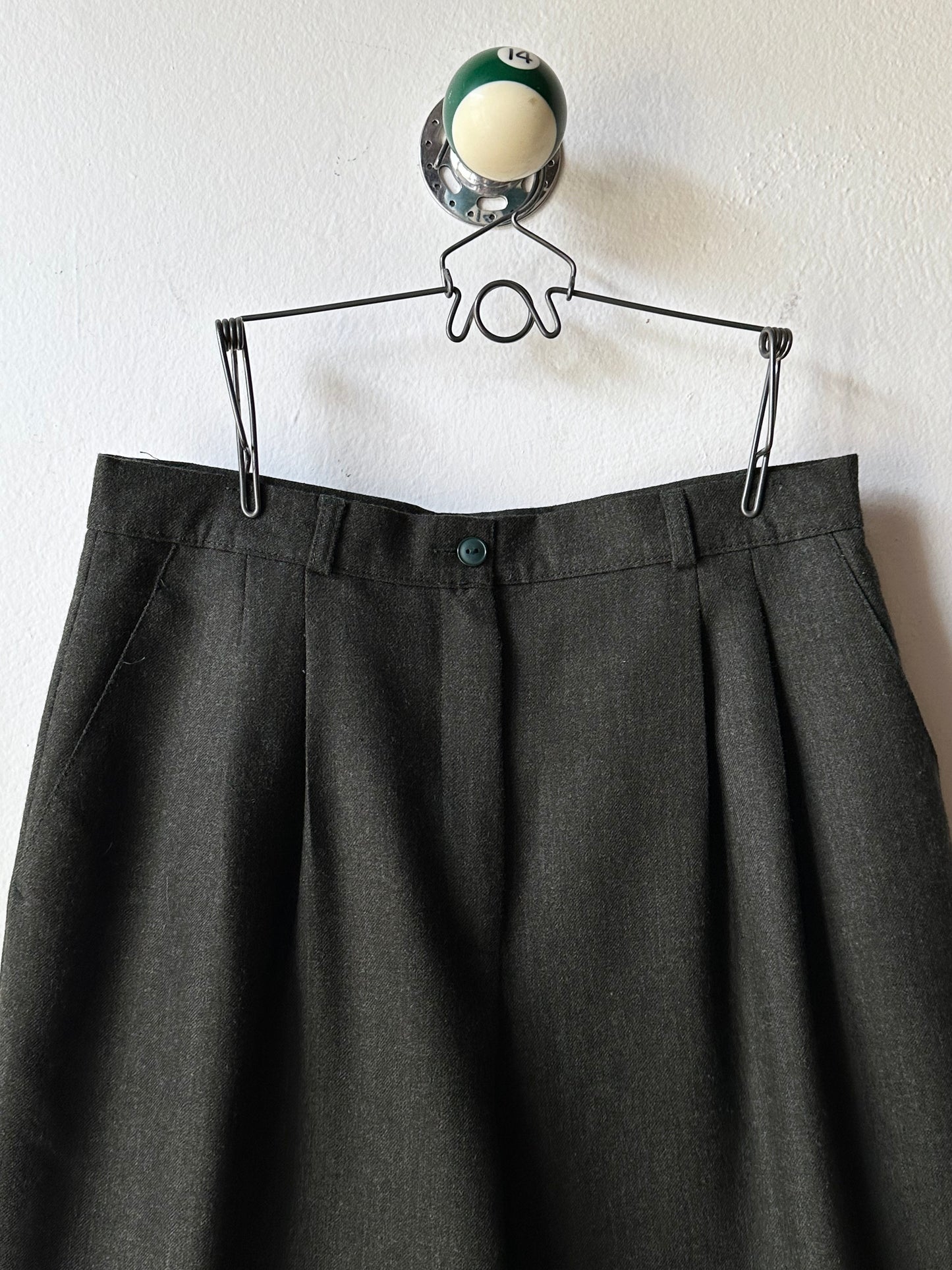 Virgin wool dress shorts in grey olive W30