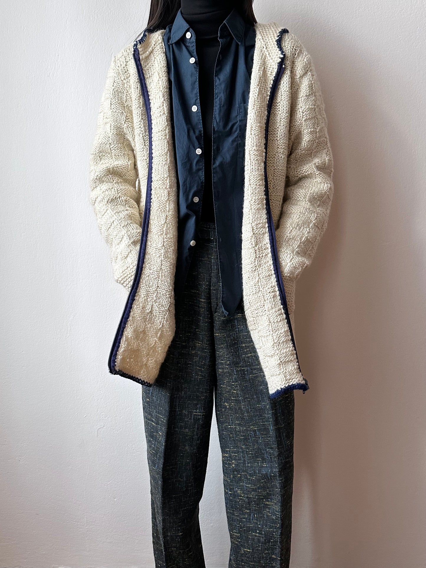 super big hooded knit parka