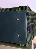 Italy green zebra leather bag