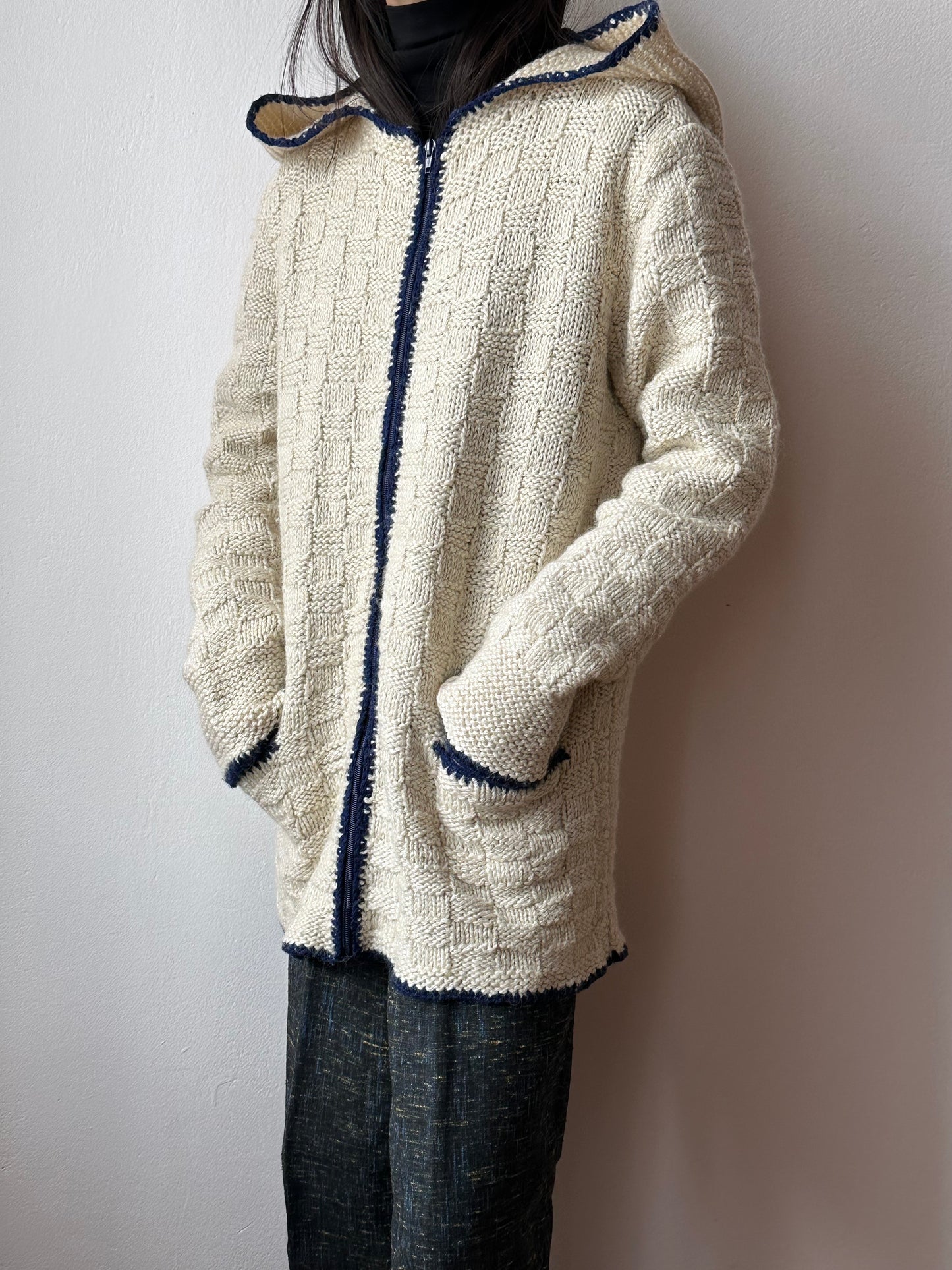 super big hooded knit parka