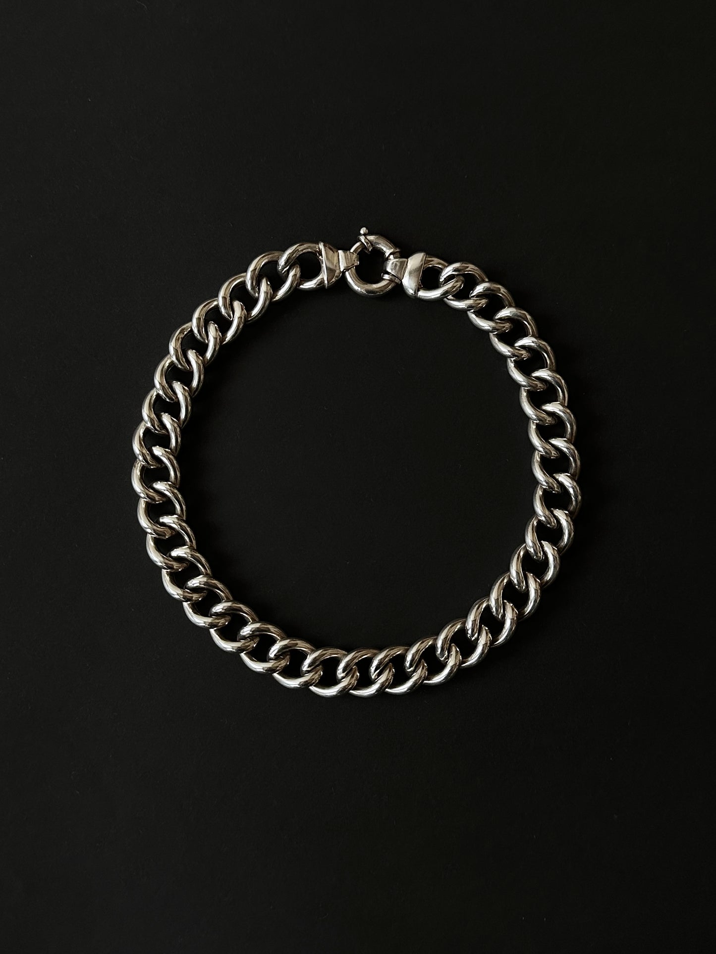 Italy 925 curve curb chain necklace fat chubby chunky sterling silver Italian vintage jewelry イタリア シルバーネックレス シルバーチェーン チェーンネックレス ヴィンテージ カーブチェーン シルバージュエリー シルバーアクセサリー TOTO プラハ 古着屋 古着 ヴィンテージショップ フリマ