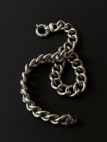 Italy 925 curve curb chain necklace fat chubby chunky sterling silver Italian vintage jewelry イタリア シルバーネックレス シルバーチェーン チェーンネックレス ヴィンテージ カーブチェーン シルバージュエリー シルバーアクセサリー TOTO プラハ 古着屋 古着 ヴィンテージショップ フリマ