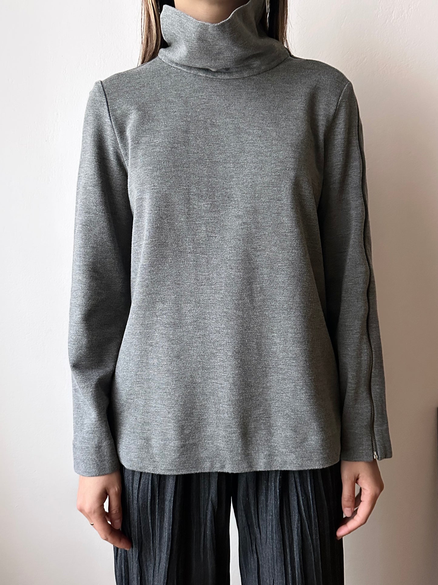 cos assymetrical zip jersey top