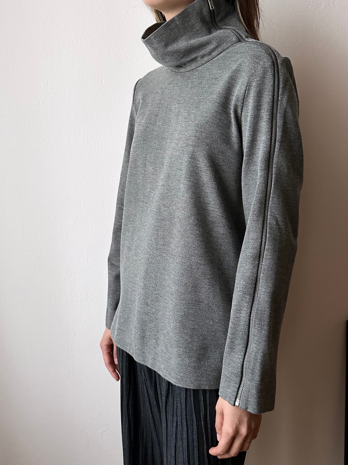 cos assymetrical zip jersey top