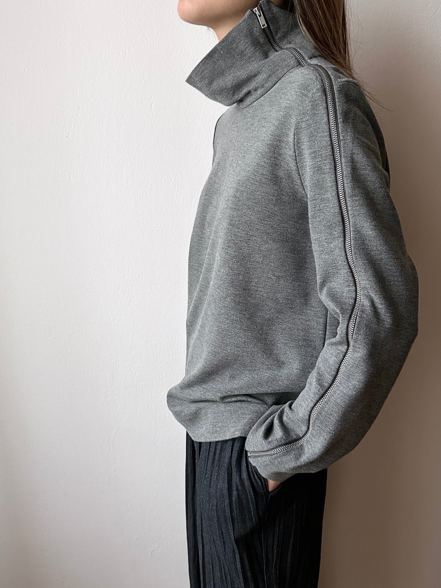 cos assymetrical zip jersey top