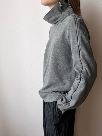 cos assymetrical zip jersey top