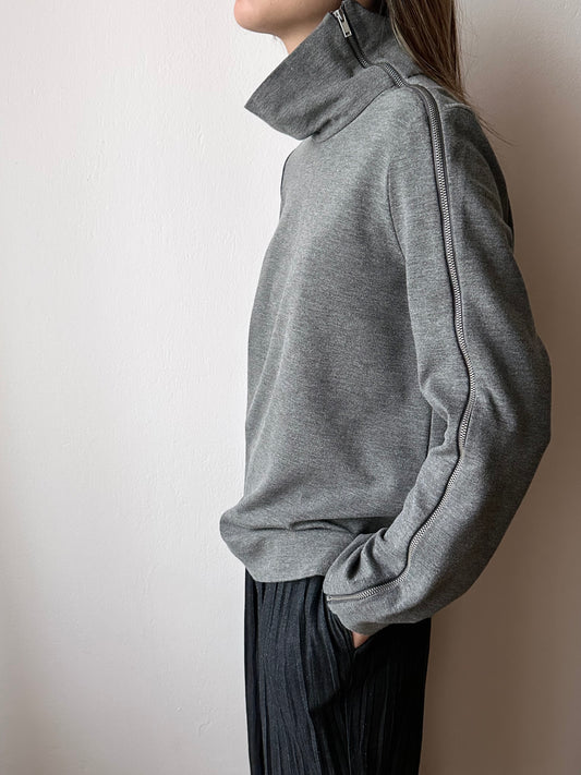 cos assymetrical zip jersey top