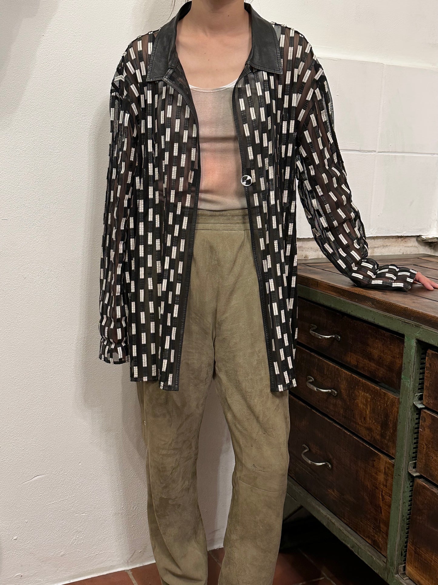 Othello leather mesh jacket