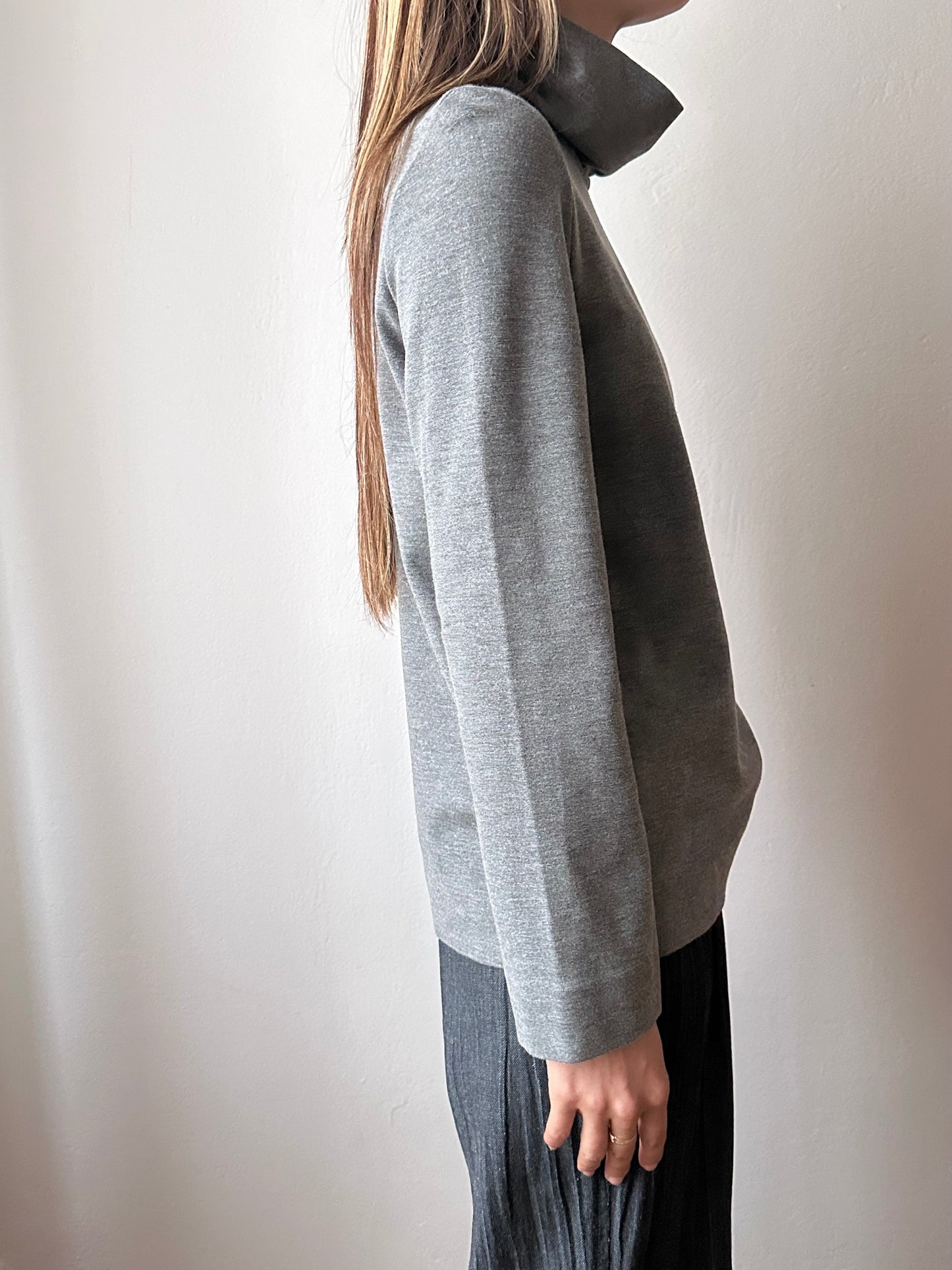 cos assymetrical zip jersey top