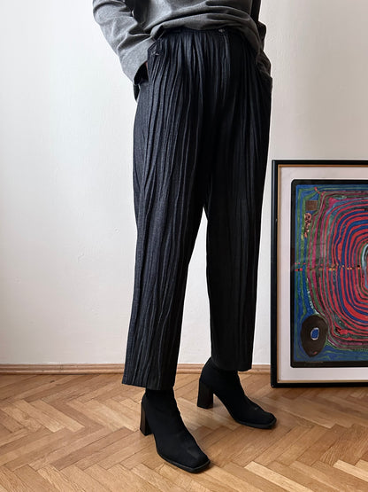 80s Italy pleated denim