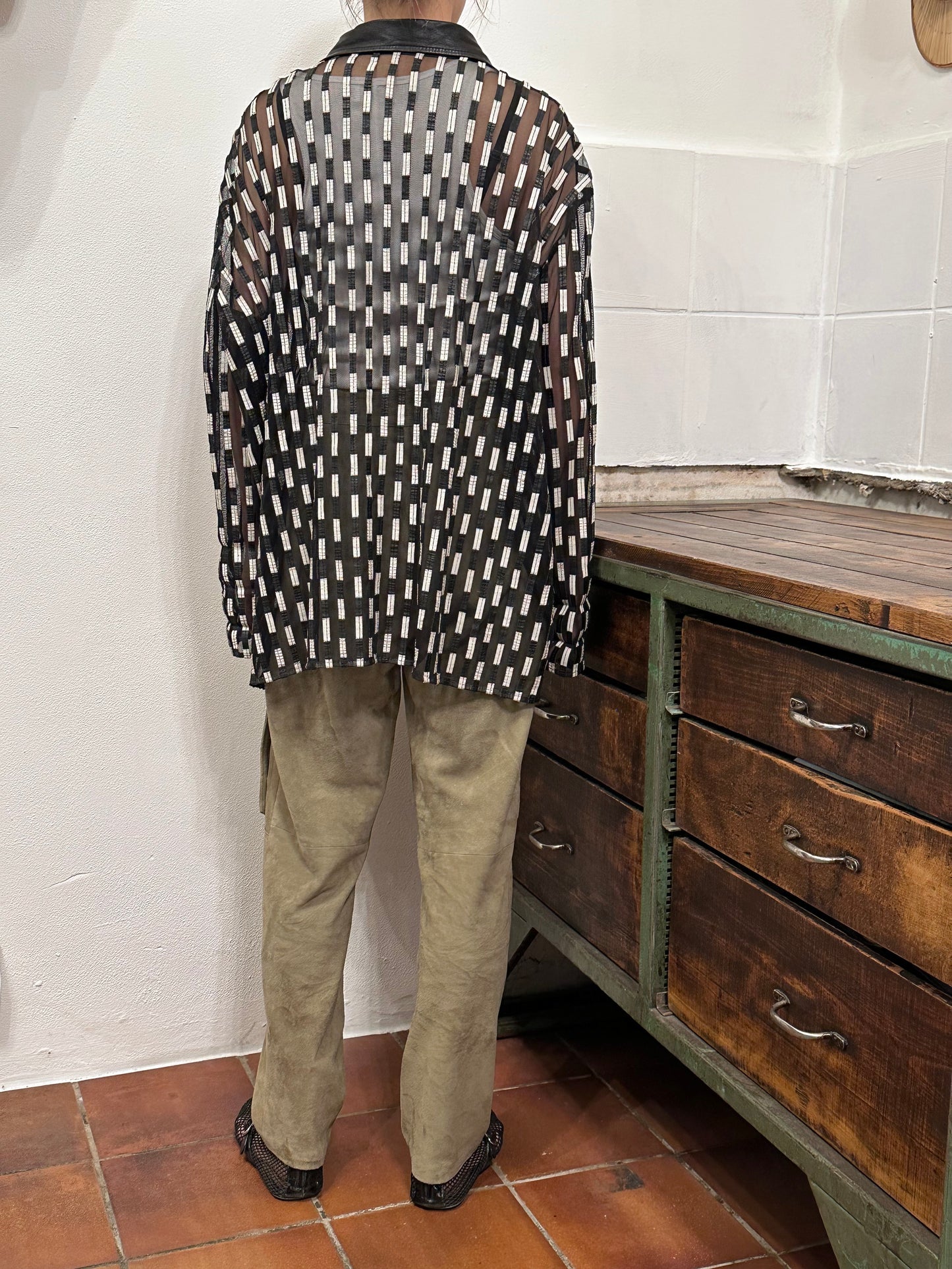Othello leather mesh jacket