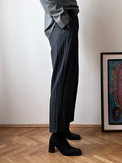 80s Italy pleated denim