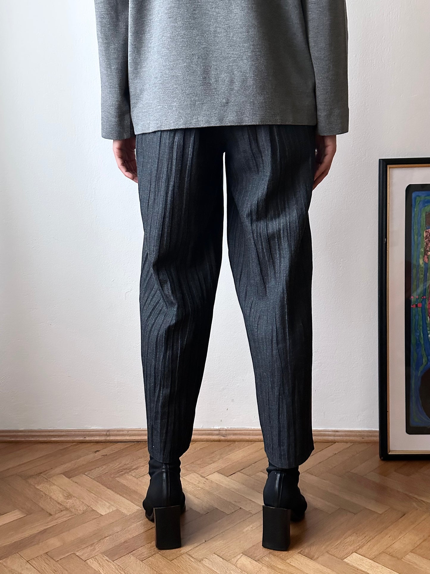 80s Italy pleated denim