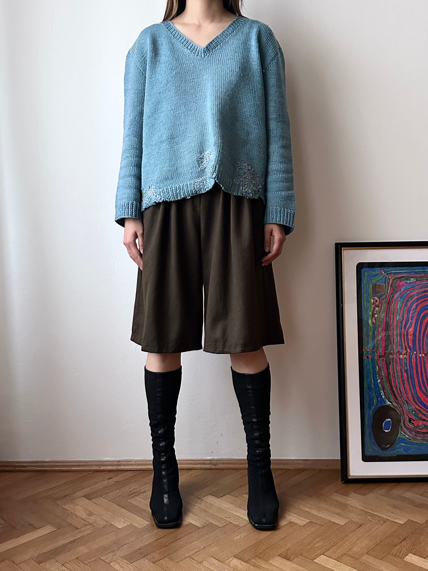 wool brown half trouser