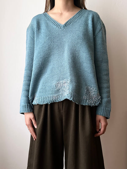 French wool jumper with mendings