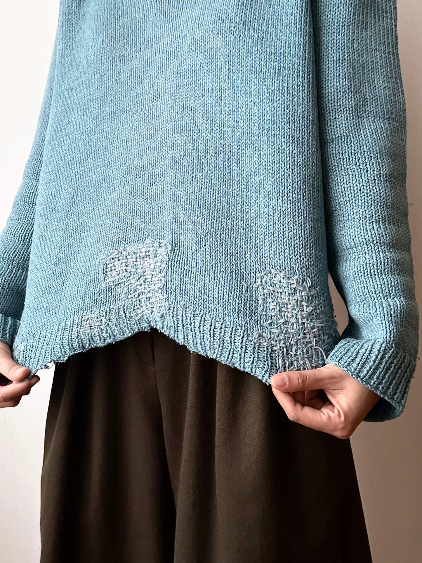 French wool jumper with mendings