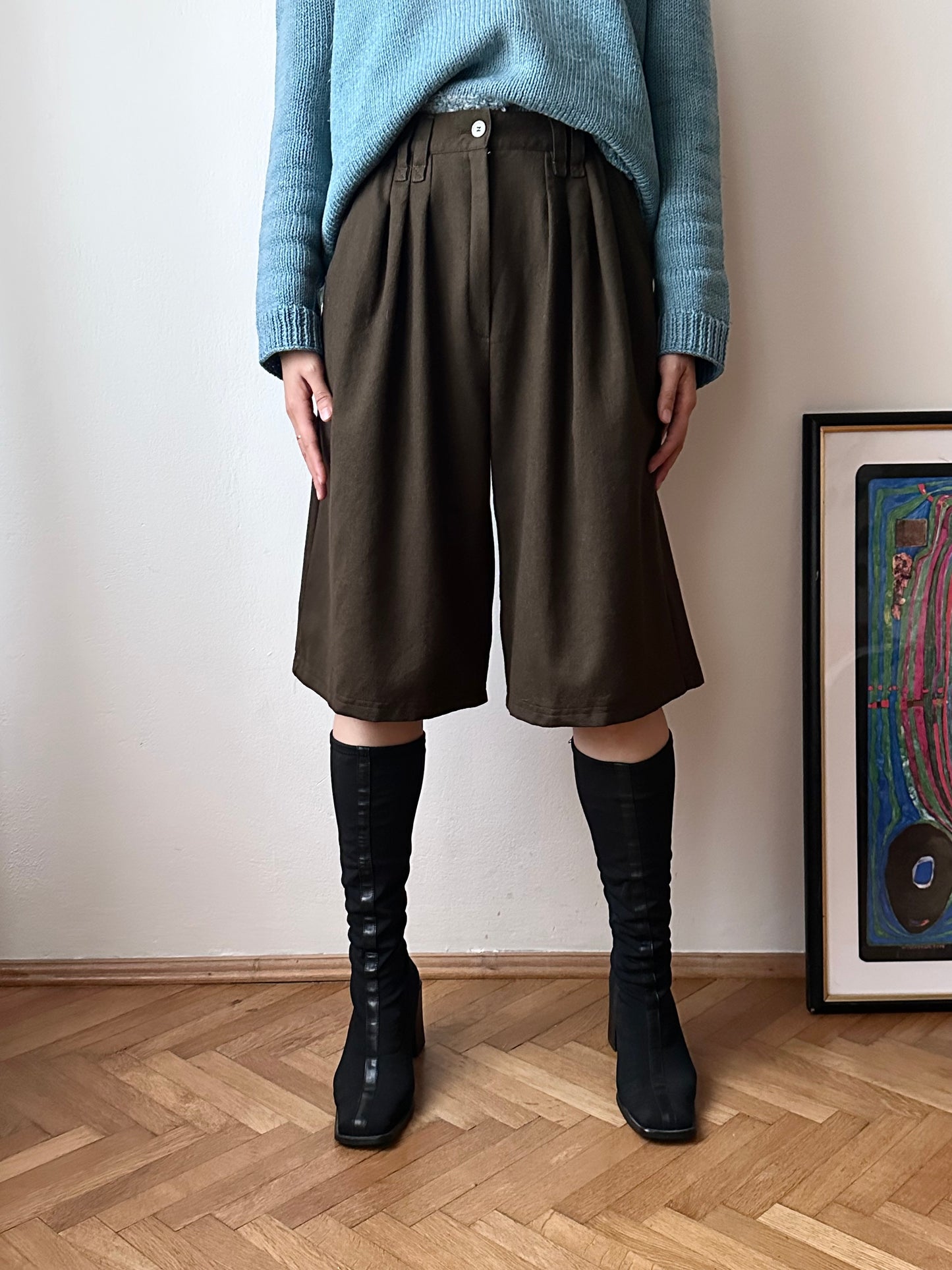 wool brown half trouser